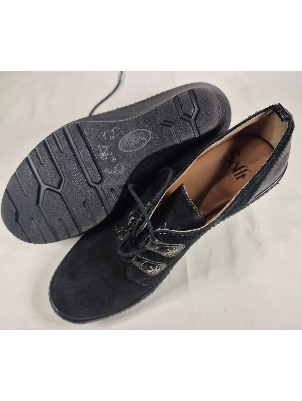 Sofft Camilla Black Suede Wedge Bootie 8.5 M